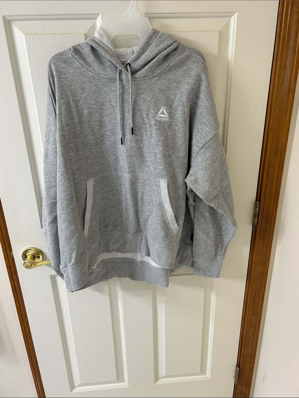 Reebok Light Gray Pullover Hoodie with Logo